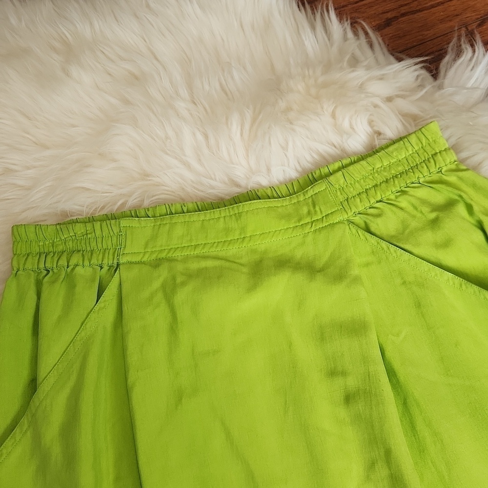 GO Silk Neon Green Silk Pencil Skirt - Picture 2 of 5